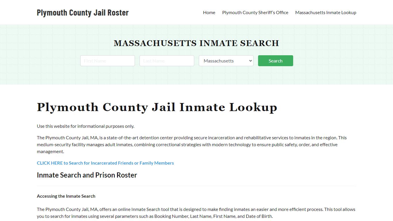 Plymouth County Jail Roster Lookup, MA, Inmate Search